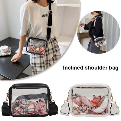 Transparent Shoulder Bag Clear PVC Envelope Women Handbag Stadium Approved Zipper with Silk Scarf Square Purse for Outdoor Travel