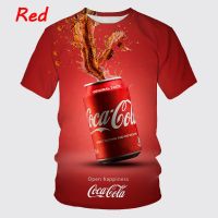 Summer Fashion T-Shirt Coca Cola Pattern 3D T-shirt Casual Round Neck Short Sleeve Trend Fashion Short Top T-Shirt