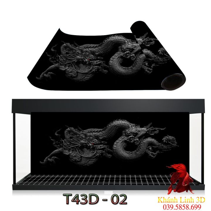 Tranh 3D dán bể cá mẫu Tranh RỒNG nền đen trang trí hồ cá siêu đẹp ...