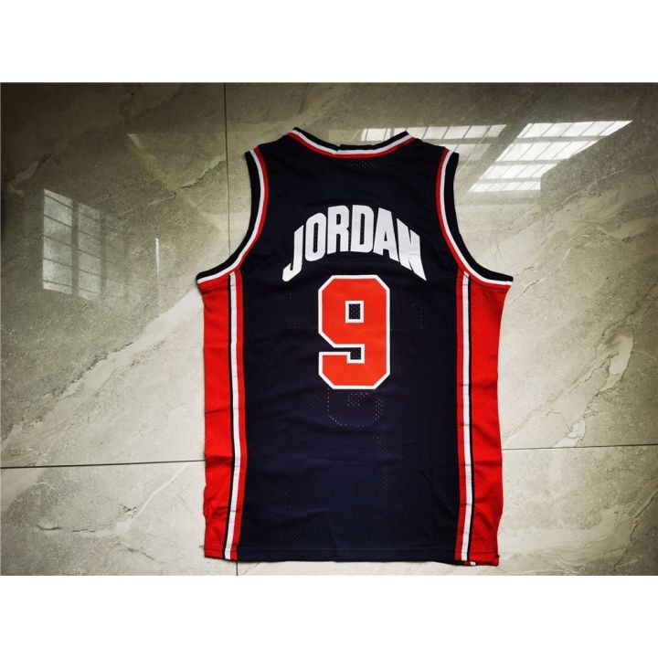 ขายเสื้อผ้าบาสเกตบอลสูง-nba-mitchell-ness-1992-olympic-dream-1-9-michael-jordan-navy-blue-jersey-men-basketball-jerseys