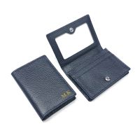 【CC】☃  Dropshipping Custom Name Leather Men Business Card Holder Bifold Credit With ID Window