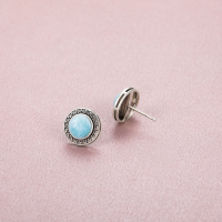 2021 New Fashion Eardrop Flower Charm 925 Sterling Silver Jewelry Gift Classic Natural Precious Larimar Earrings for Women