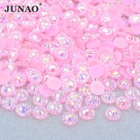 【CW】 JUNAO 4 5 6mm Pink Round Rhinestone Strass Stickers Flatback Resin Stones for Jewelry Crafts