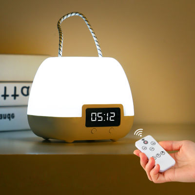 Rechargeable LED Light Color Outdoor Portable Outdoor Night Light Adjustable Brightness Bedroom Timing Bedside Light With Clock