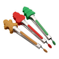 Christmas Silicone Clip Cooking Kitchen Grilling Style Accessories Steel Stainless Tong