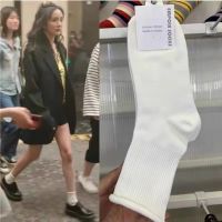 Korean Fashion Versatile Personality Trend Solid Color Fluorescent Rolled Cotton Socks Womens Breathable Tube Socks