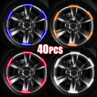 40/20pcs Car Tire Hub Reflective Strips Stickers Car Motorcycle Wheel High Reflective Warning Decals Tyre Rim Reflector Sticker