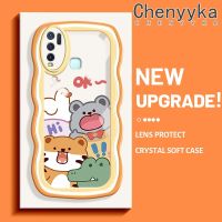 เคส Chenyyyka สำหรับ VIVO Y30 Y50 Y30i เคสลายการ์ตูนหมีจระเข้เสือแฟชั่นขอบเป็นคลื่นสีสันสดใสเคสโทรศัพท์โปร่งใสป้องกันเลนส์กล้องกันกระแทกเคสนิ่มเคสใสซิลิโคน