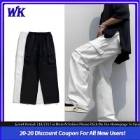 กางเกงคาร์โก้สำหรับผู้ชายกางเกงคาร์โก้ผู้ชาย WK กางเกงคาร์โก้สูงสำหรับสีดำผู้ชายกางเกงมีกระเป๋า6กระเป๋ากางเกงขากว้างขนาดพิเศษตัดตรง