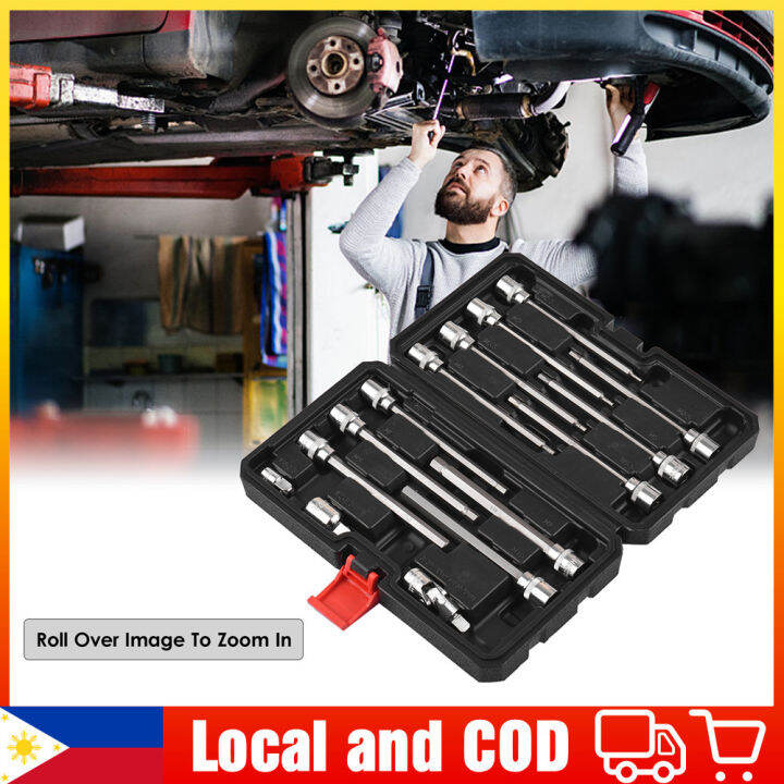 15PCS 3/8” Drive Metric Extra Long Allen Hex Bit Socket Set Car Long