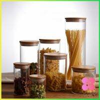 Winsome โหลพาสต้า โหลแก้วฝาไม้  ฝากันความชื้นเป็นไม้ไผ่   Borosilicate glass storage tank