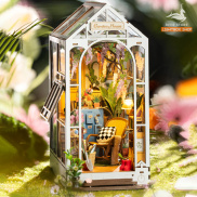 Bản tiếng Anh Book Nook Robotime Rolife Holiday Garden House DIY Book Nook