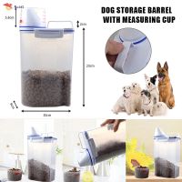 Pet Food Storage Container Airtight Dog Cats Foods Container with Measuring Cup Clear 2.5L