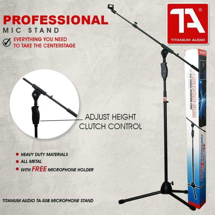 Titanium Audio TA 50B Microphone Stand / Heavy Duty / Metal / Mic Stand with free Mic Holder