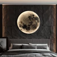 Nordic Minimalist Art Moon LED Wall Lamp Hotel Bedroom Bedside Aisle Corridor Cafe Showroom Decor Wall Sconce Lighting Night Lights