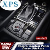 Xps แถบคาร์บอนสำหรับ Mazda 3 Mazda6 Axela,แผงแบบสลับเกียร์กลางควบคุมแถบคาร์บอนฝาปิดคาร์บอนไฟเบอร์ตกแต่งขอบสติกเกอร์3D ตกแต่งภายใน