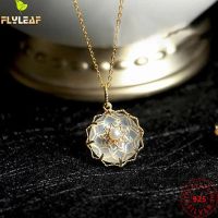 Real 925 Sterling Silver Nacklace For Women 20k Yellow Gold Plating Classical Style Female Pearl Moon Fine Jewelry 2022