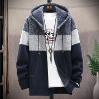 2021 Winter Thick Cardigan Mens Sweater Zipper Hooded Fashion Warm Slim fit Knitted Sweater Male Fleece Hoodies Coats men M-3XL