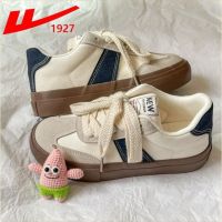 ﹍ Pull back small white shoes womens retro American moral training shoes all-match ins trendy thick-soled casual canvas shoes official flagship store