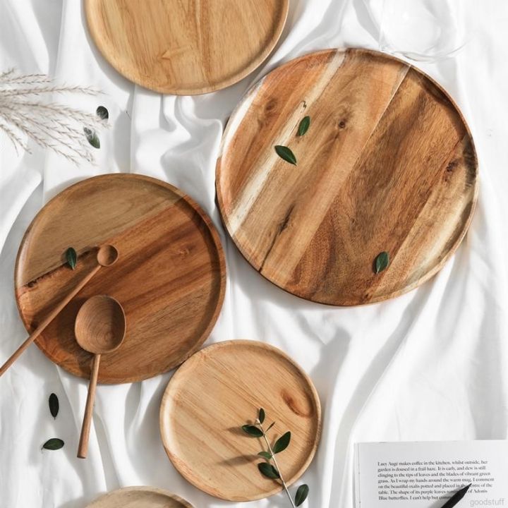 ready-stock-wood-lovesickness-wooden-round-oval-solid-pan-plate-fruit-dishes-saucer-tea-tray-dessert-dinner-plate