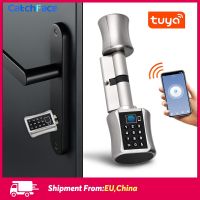 【YF】 Tuya APP Fingerprint Bluetooth Cylinder Lock Biometric Electronic Smart  Door Digital Keypad Code Keyless Home/Apartme