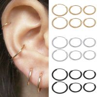 Silver Gold Color Circle Hoop Earrings Punk Ear Rings Women Men Goth Stud Earrings Hip Hop Jewelry Cartilage Piercing Loop