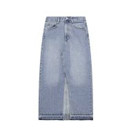 European and American style new spring summer fashionable womens high-waisted versatile mid-length denim skirt 3660090 400