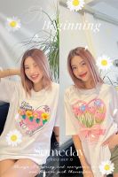 PATTERN.P B093 : Flower Nice Pop T-Shirt เสื้อยืดสุดคิ้วท์ สรีนสีพาสเทลสดใส ดีเทลน่ารักต้องงาน Pop Up ดอกไม้ไหมพรม