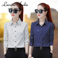 (S-5XL) LAREINE Atasan Sifon หลวมเสื้อเชิ้ตมีลายมืออาชีพสำหรับผู้หญิง,เสื้อเชิ้ตลำลองหลวม2023ฤดูใบไม้ผลิ/ฤดูร้อน