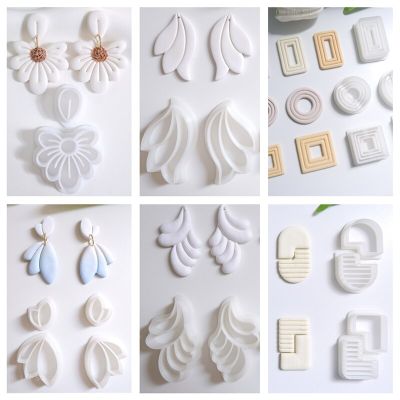 Soft Pottery Earrings Polymer Clay Cutter Hollow Geometric Pattern Mold DIY Ceramic Earrings  Jewelry Pendants Clay Tools Health Accessories