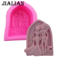 Bride groom couple Silicone Molds Wedding Decoration Fondant Cake Decorating Baking Tools Man  woman handmade soap mold T0660 Bread Cake  Cookie Acces