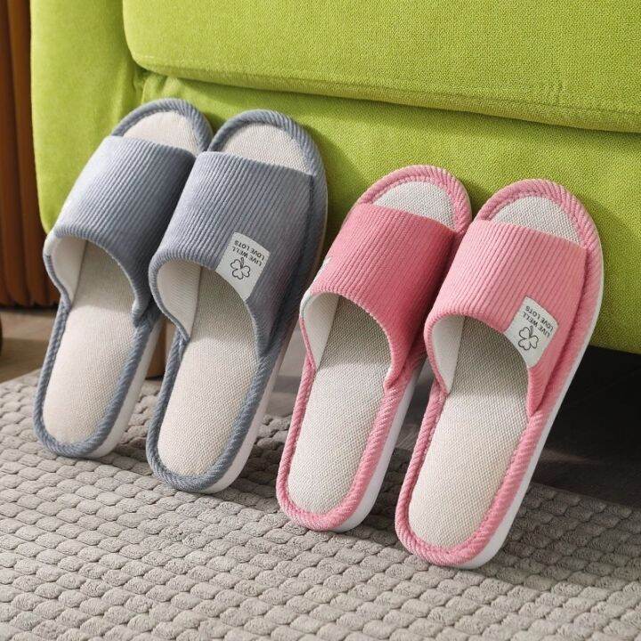 autumn-winter-women-indoor-slippers-man-cotton-non-slip-soft-warm-slides-home-shoes-corduroy-couple-female-simple-plush-slipper