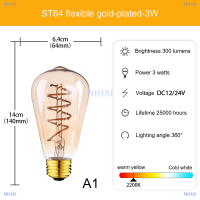 NIHAI สำหรับ E27พอร์ตสกรูหลอดไฟ LED หรี่แสงได้แบบย้อนยุคไส้หลอดทังสเตนเลียนแบบ ST64หลอดไส้ตกแต่งโคมระย้า