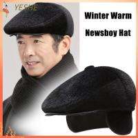 YESHE แฟชั่น ขนเทียม กลางแจ้ง หมวกเบเร่ต์ หมวกแบน หมวกพ่อ Newsboy Hat