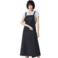 Canvas apron female milk tea barber shop hairdresser floral painting coffee western restaurant cotton working pinafore