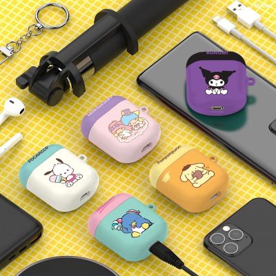 ของแท้ เคสแข็ง ลายตัวละคร Sanrio Little Twin Stars Kuromi TuxedoSam พร้อมพวงกุญแจโลหะ กันกระแทก สําหรับ Apple Airpods 1 2