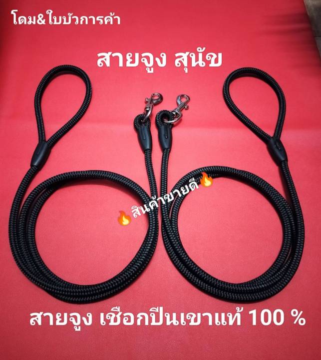 สายจูงสุนัข-สายจูงน้องหมา-สายจูงทำจากเชือกปีนเขาแท้-100-สายจูงมีพร้อมตะขอเงินไม่เป็นสนิม-สายแข็งแรงทนแดด-ทนฝน