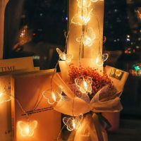 ไฟเส้น LED ไฟผีเสื้อสตริงนางฟ้าโคมไฟพวงมาลัยแต่งงานตกแต่งบ้านสำหรับห้องนอนต้นคริสต์มาสเทศกาลตกแต่ง