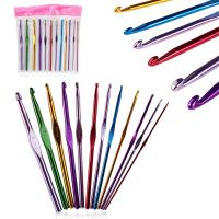 【YF】 12Pcs Metal Handle Crochet Hook Knitting Needles Set Aluminum Bamboo (2mm-8mm)