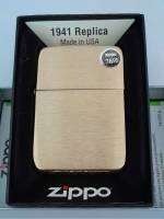 ZIPPO 1941B  REPLICA  BRUSHED BRASS  VINTAGE   สีทองผิวทองเหลืองขัดด้าน  ทรงย้อนยุคปี1941  บานพับ4ข้อ  ตูดตัน  โม่ทะลุ   ของใหม่ไม่ผ่านการใช้งาน  มาพร้อมกล่อง