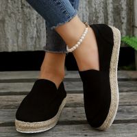 NianMiao Womens Platform Espadrille Loafers, Comfy Round Toe Slip On Shoes, Casual Walking Flat Shoes