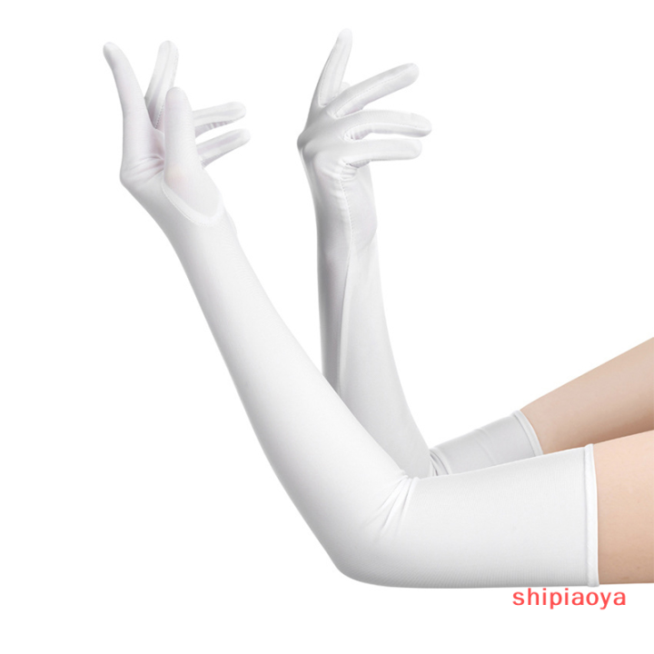 shipiaoya-ถุงมือกันแดดสแปนเด็กซ์ยืดหยุ่นสูงสำหรับปาร์ตี้ไนท์คลับถุงมือสีดำงานแต่งงาน