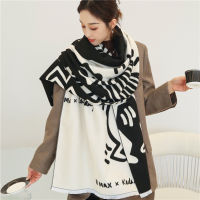 Cartoon Printed Cashmere Winter Scarf Women Blanket Design Pashmina Shawls and Wraps Thick Warm Bufanda Stoles