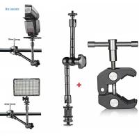 BEIMOUS อุปกรณ์เสริมไฟถ่ายรูปอุปกรณ์เสริมกล้องสำหรับสตูดิโอถ่ายภาพ,ไฟ LED โลหะขาตั้งมหัศจรรย์ที่หนีบแน่นหนาข้อต่อแขนมายากลขนาด11นิ้ว