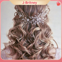 J-BRITNEY แฮนด์เมดเครื่องประดับผมเทียร่าคริสตัลสีขาวแถบคาดศรีษะเพชรเทียมรัดเกล้าเครื่องประดับมงกุฎที่รัดผมชุดสำหรับเจ้าสาว