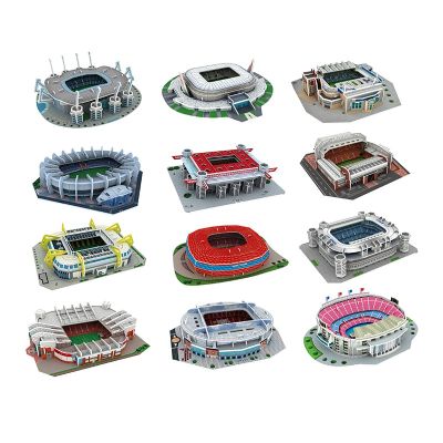 🧡ขนาดเท่าฝ่ามือแบบ DIY สนามฟุตบอลปริศนา3มิติสำหรับสนามฟุตบอลขนาดเล็กอาคารจำลองของตกแต่งเดสก์ท็อปของเล่นทำมือ