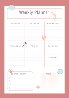 Peach A5 Undated Weekly Planner Notepad