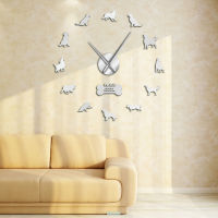 Golden Retriever Wall Clock Dog Pet Mirror Wall Stickers DIY Giant Wall Clock Retriever Dog Artwork Animal Frameless Wall Watch