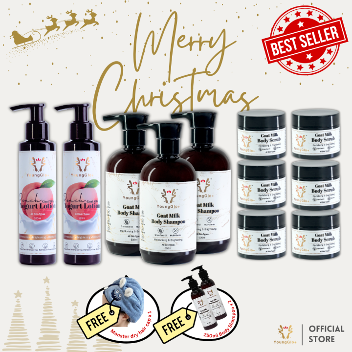 (Bundle) YoungGlo+ Young’s Glowing Body Shampoo + Body Scrub + Yogurt Lotion Promotion Lazada