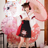 Japanese Dress Women Suit Kawaii Fox Fairy Vintage Dress Embroidery Kimono Harajuku Gothic Two Piece Set Yukata Haori Cosplay Performance Clothes